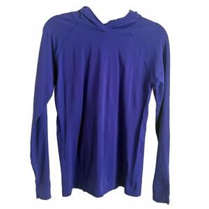 Athleta | NWOT Bright Purple Long Sleeve Stretchy Hood Long Sleeve Shirt Sz L